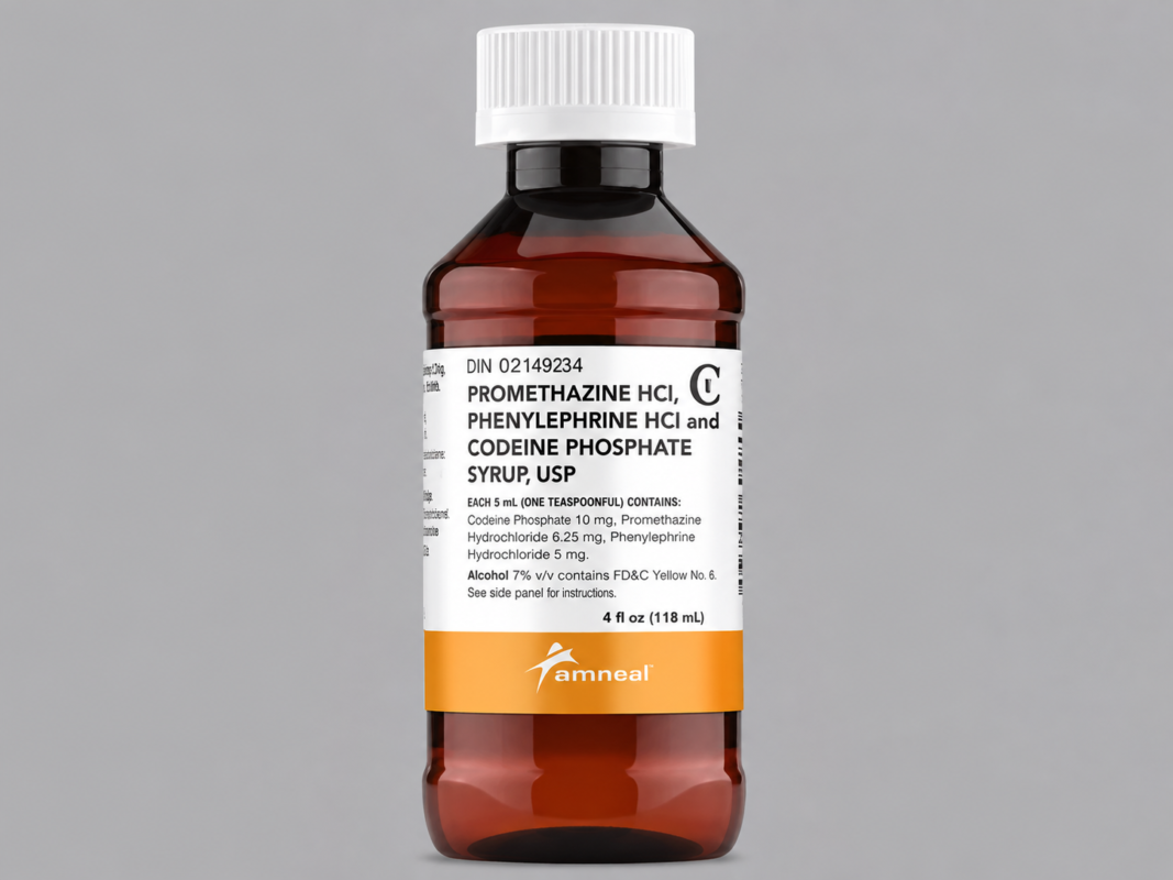 Promethazine HCl Phenylephrine HCl and Codeine Phosphate Syrup bottle from Trusted Meds Store