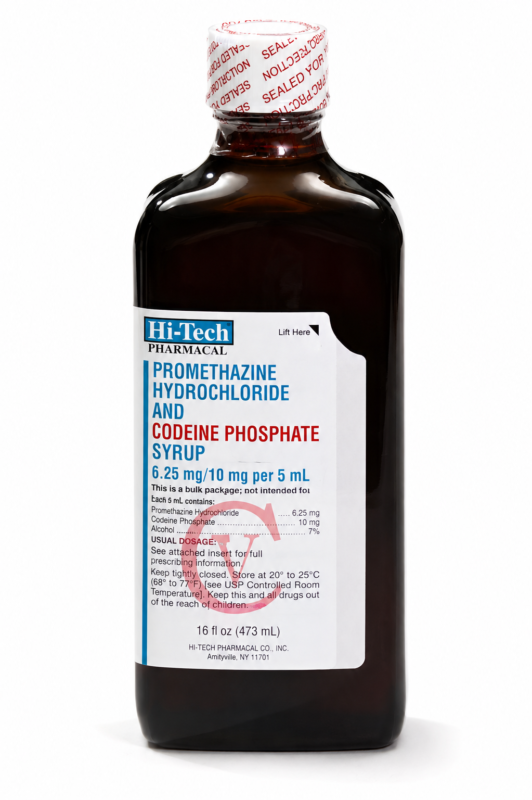 Hi Tech Promethazine Cough Syrup bottle in original packaging for respiratory relief