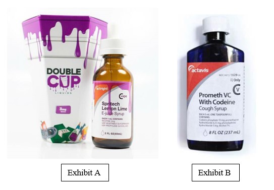 Amber glass bottle of codeine cough syrup with security cap