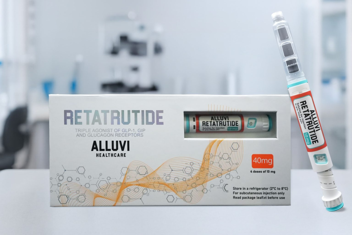 High purity vial of Alluvi retatrutide triple agonist peptide for metabolic research